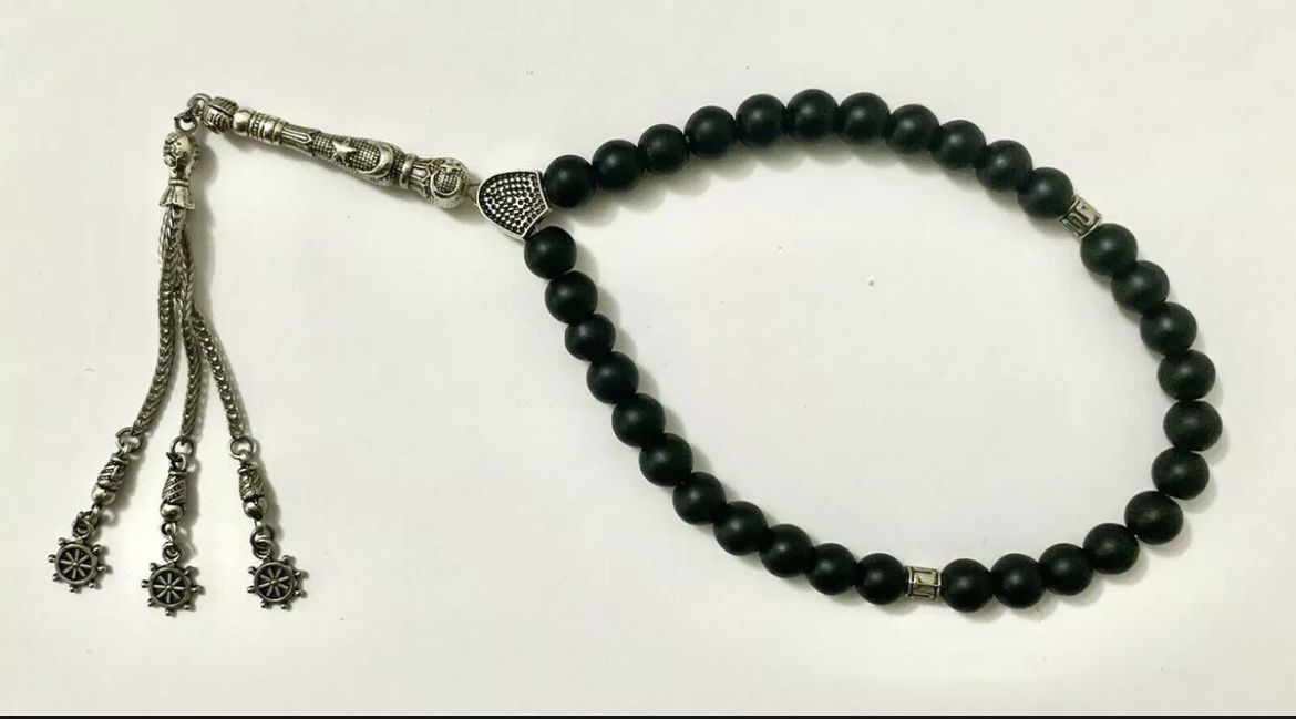 Turkish Islamic Tasbeeh Pray Beads Muslim Pray  Tasbeeh Onyx Black 33 Counts