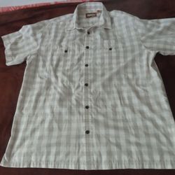 Howler Bros  XL white grey Plaid Casual Short Sleeve Button Up Shirt Poly/cotton