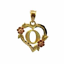 Woman’s Ladies 10k Two Toned Rose Yellow Gold Initial O In a Heart Charm Pendant for Necklace GP3132603