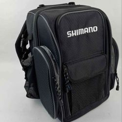 Shimano Blackmoon Black Fishing Tackle Backpack Built In 10 Pocket Organization