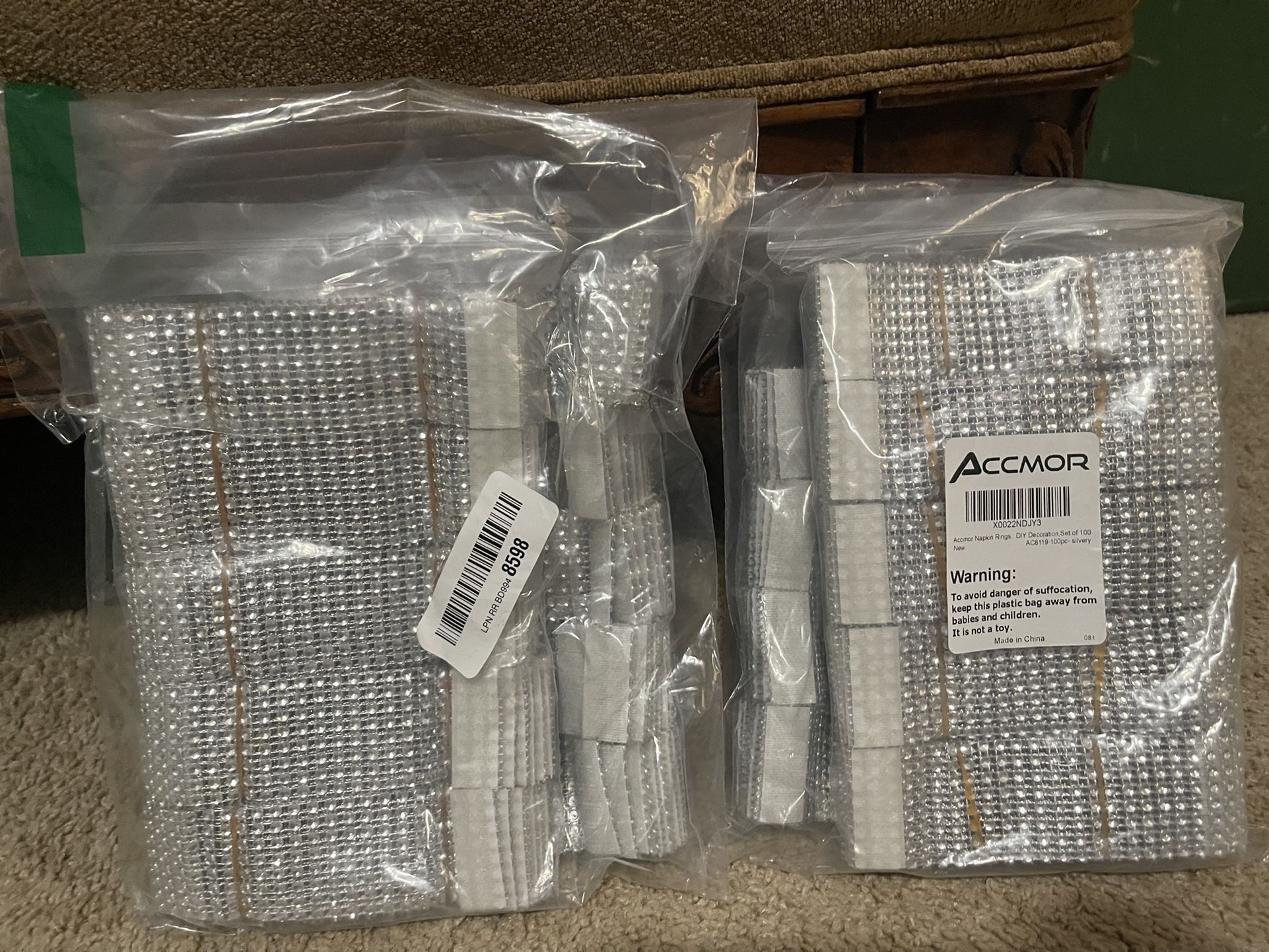 200 Silver Rhinestone Napkin Rings