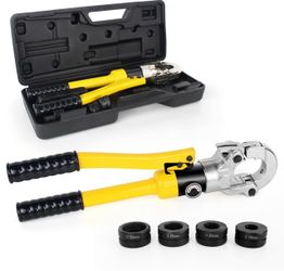 Cuttaaward Hydraulic Copper Tube Crimping Tool With 3/5" 3/4" 1"5/4" Inch Jaws, Copper Tube Fittings Hydraulic Pipe Crimping Tool For Pro Press, Coppe