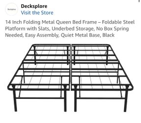 14 Inch Folding Metal Queen Bed Frame - Foldable Steel Platform