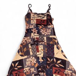 Cider XL Floral Patchwork  Spaghetti Strap Mini Dress