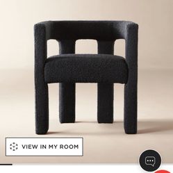 CB2 Dining Room Black Boucle Chairs Set Of 4 