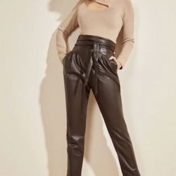 Marciano Brown Faux Leather Ankle Pant 
