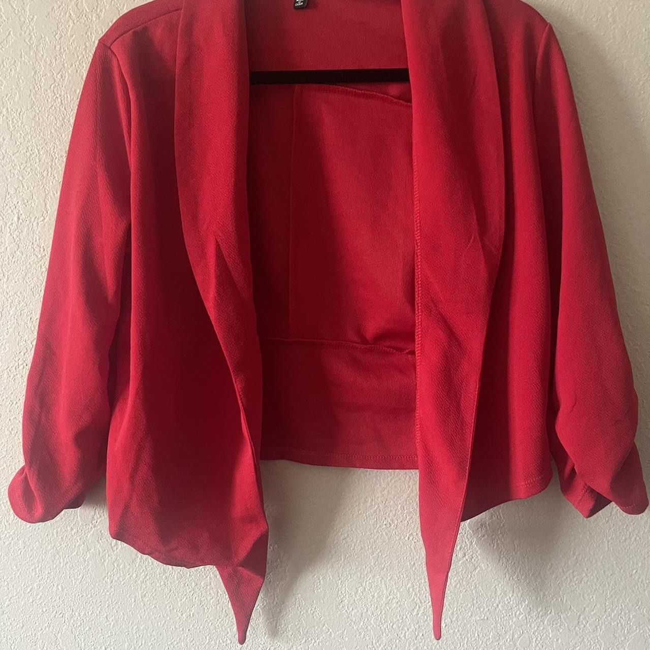 Love Cameron, Women’s Red 3/4 Sleeve Stretchy Blazer, Size M
