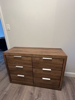 6-Drawer Wood Dresser with Silver Handles