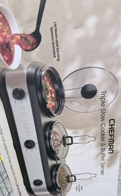 Chefman triple Warmer Slow Cooker buffet