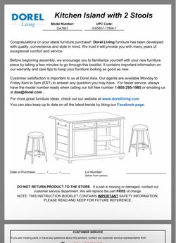 Dorel island with 2 stools