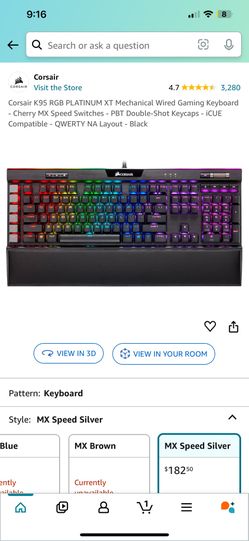 Corsair K95 RGB Platinum XT Speed Silver Switches