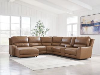 DeepWakes Caramel 6-Piece Power Reclining Sectional with Left Chaise (Online Special Price)