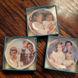 Princess diane and family Plates three inches , very old set fifty dollars