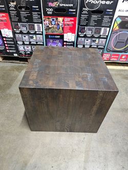 Dark Wood Cube Side Table