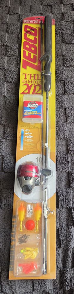 Zebco 202 Spincast Fishing Combo – New Sealed Nib with Bonus Tackle Box & Gear... Make Me An Offer
