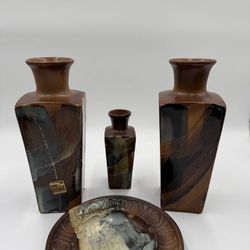 Robert Maxwell Pottery Craft USA Set Vases & Bowl Mid Century Modern 1960-70s