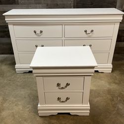 Charming Aspen White Dresser & Nightstand Combo