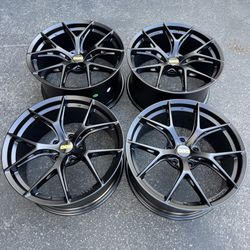 New 19 Inch BBS FI-R Style Wheels 19x8.5/9.5 +35 5x120 CB72.6 Matte Black Rims Set of 4