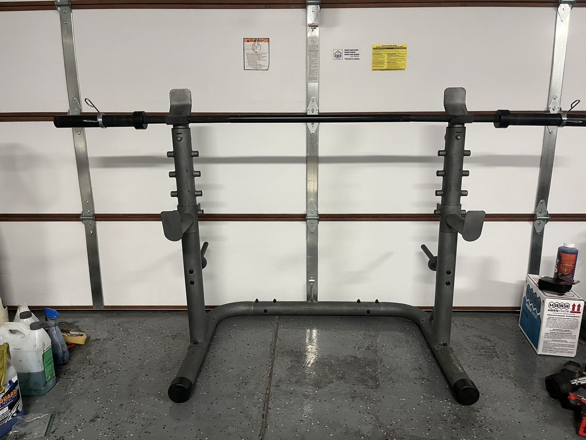 “Free Delivery” 8 Position Military Press/Bench Press/ Squat Rack With Bar & Clamps