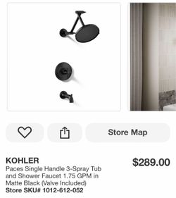 KOHLER Paces Single Handle 3-Spray Tub and Shower Faucet 1.75 GPM in Matte Black (Valve Included)