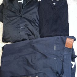 Complete Work Outfit Black Pants, Shirt And Non Skid Shoes