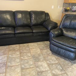 Leather Sleeper Sofa and Leather Recliner