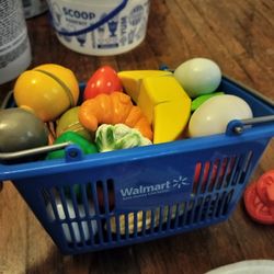 Assorted Fruits And Vegetables And Walmart Basket