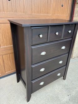 Dark Brown Wood Chest of Drawers