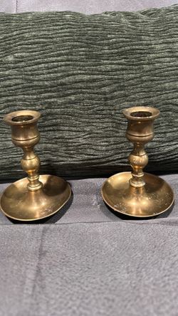 Vintage 5 inch candle holders, solid brass