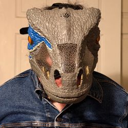 Mattel Jurassic World Velociraptor Blue Chomp N Roar Mask Moving Eyes Roars