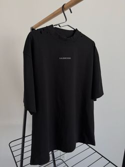 Balenciaga Black Oversized Unisex Distressed T-Shirt