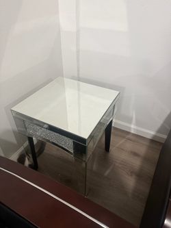 Glass mirror  side table