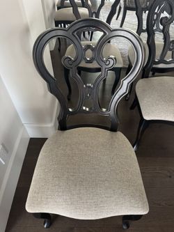 Arhaus Solid Oak Dining Chairs Set Of 8