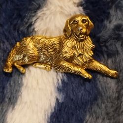 Signed JJ Jonette Vintage 1980-90s Gold Tone Dog  Pin Brooch