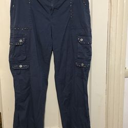 GITANO VINTAGE 90’s EMBELLISHE Blue women’s CARGO PANTS 16W