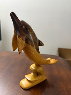 Wooden Dolphin Figure
