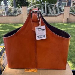 It Sort Price v Condition Deco 79 Leather Handmade Magazine Holder Box Style Single Slot with Curved Buckl