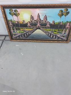 Angkor Wat Temple Painting in Gold Frame