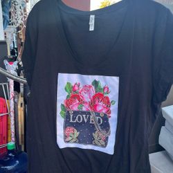 Shirt Size 3 X  Loved With Rhinestones
