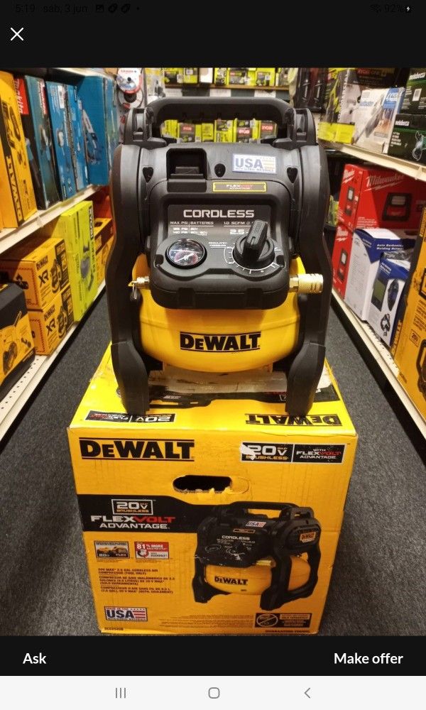 DEWALT 60V FLEXVOLT COMPRESSOR GALLON