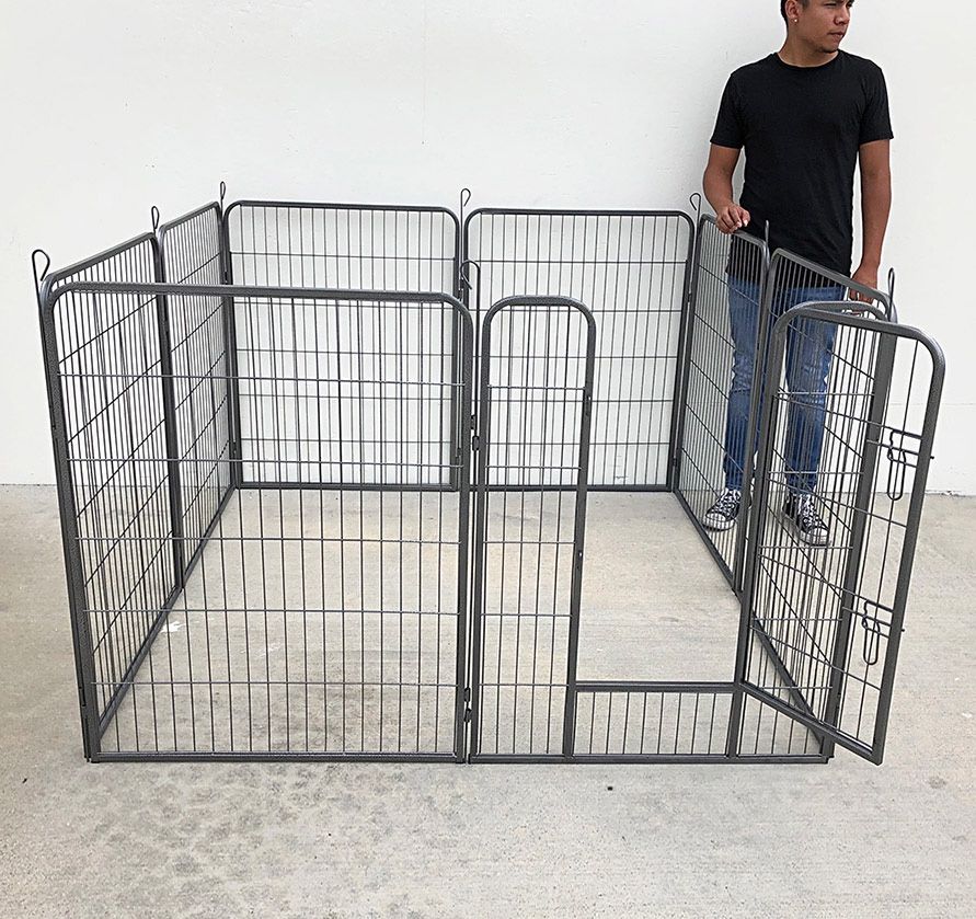 (NEW) $105 Dog 8-Panel Playpen, Each Panel 40” Tall X 32” Wide Heavy Duty Pet Exercise Fence Crate Kennel Gate