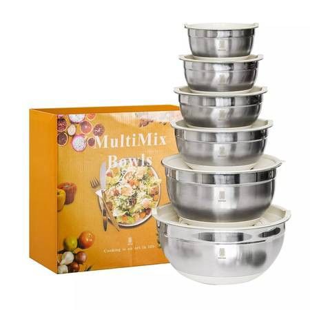 ROYDX Stainless Steel Mixing Bowl Set,19 Piece Nesting Bowls Set with Lids