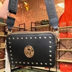 Valentino Orlandi Black Studded Square Crossbody Bag – New With Tags