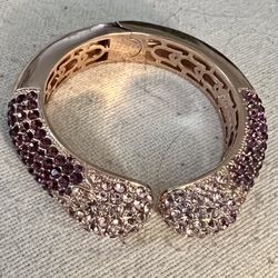 Joan Boyce Pink And Purple Page Crystals Clamper Bracelet 