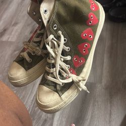 converse high tops comme des garcons green