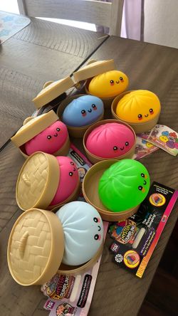 Mystery dumpling RMS  pink yellow blue green squishy toy