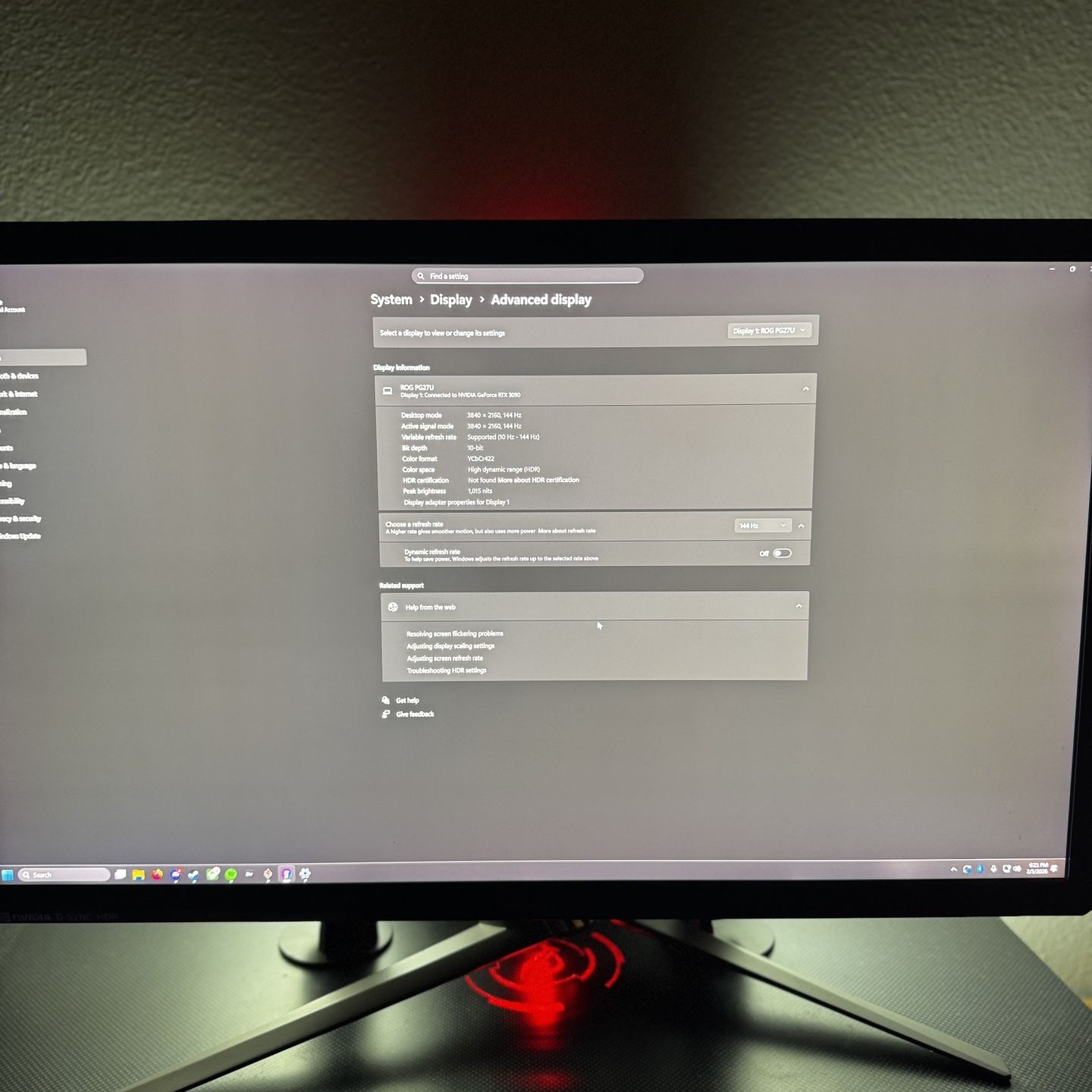 Asus ROG PG27UQ Monitor (4K 144Hz, Full Array Local Dimming) for Sale ...