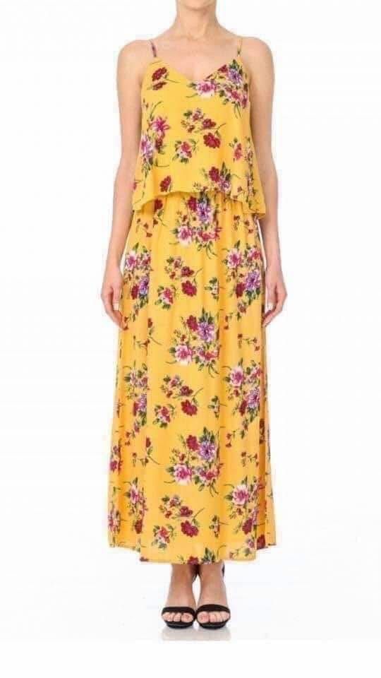 S M L Yellow Floral Maxi Dress Available