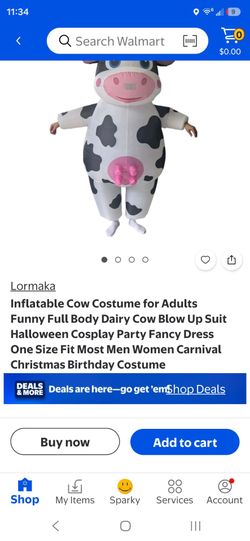 Inflatable Cow Costume for Adults Funny Full Body Dairy Cow Blow Up Suit Halloween