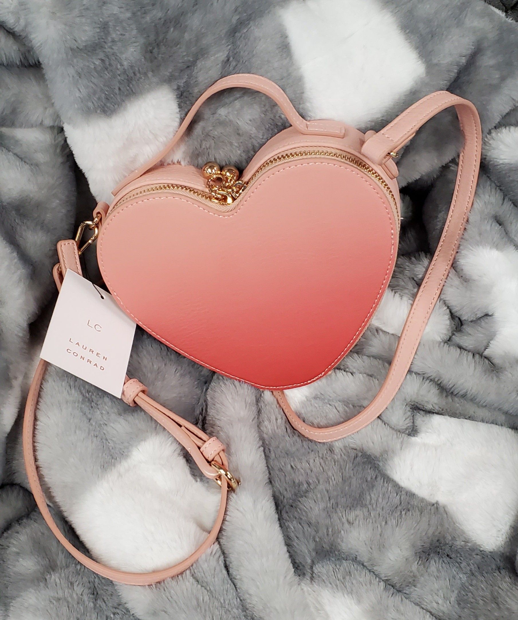 Pink Ombre Lauren Conrad Heart Shaped Cross Body Purse